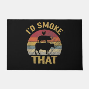 Id Smoke That Funny BBQ Meat Smoker Grill Gift Doormat