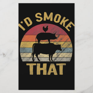 Id Smoke That Funny BBQ Meat Smoker Grill Gift Stationery