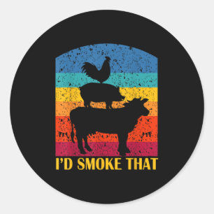 Id Smoke That - Funny Bbq Retro Barbeque Grilling Classic Round Sticker