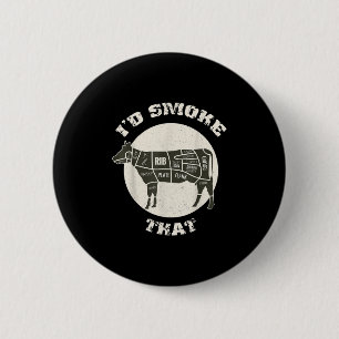 Id Smoke That Funny Cow Bbq Shirt Grilling Barbequ 2 Inch Round Button
