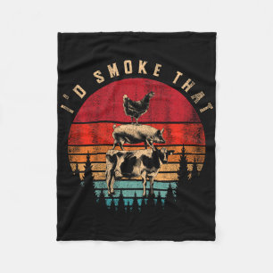Id Smoke That Funny Smoked Meat Bbq Chef Barbecue  Fleece Blanket