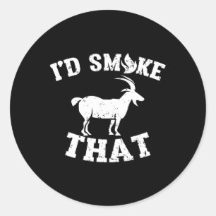 I'd Smoke That Goat Vintage Barbeque Bbq Goat I'd Classic Round Sticker