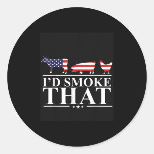 Id Smoke That Meat Pitmaster Grill Gift Funny Bbq Classic Round Sticker