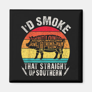 I'd Smoke That Retro Bbq T Meat Smoker G Grill Dad Magnet