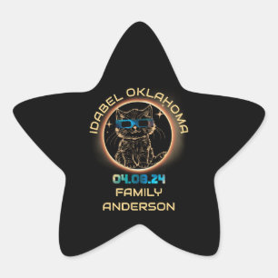 Idabel Oklahoma Total Solar Eclipse 2024 Cat Lover Star Sticker