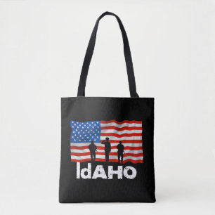 Idaho American Flag Tote Bag