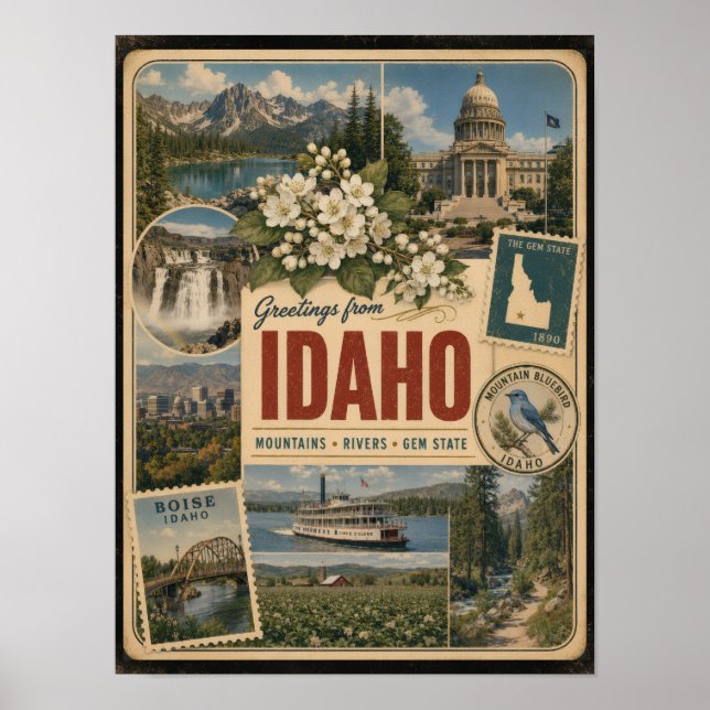 Idaho Authentic Vintage Style Poster (Front)