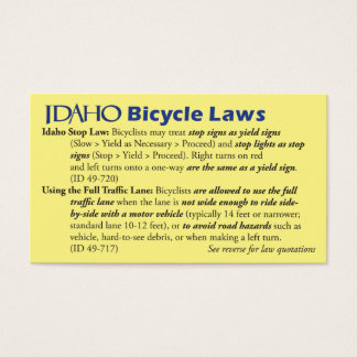 Idaho Bike Law Carte de visite
