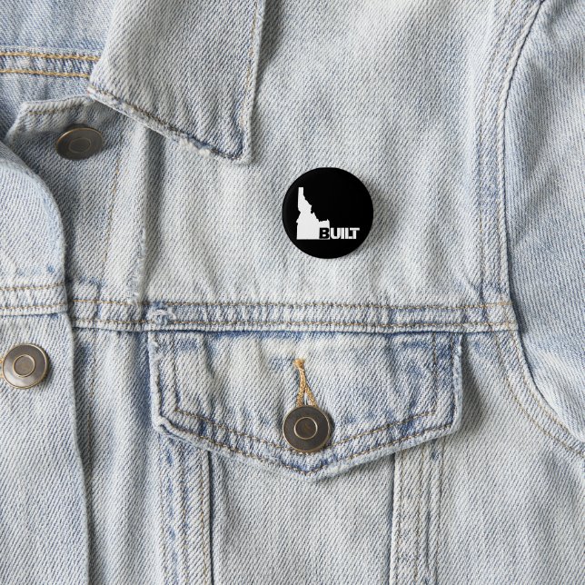 Idaho Built (White) 1 Inch Round Button (In Situ)