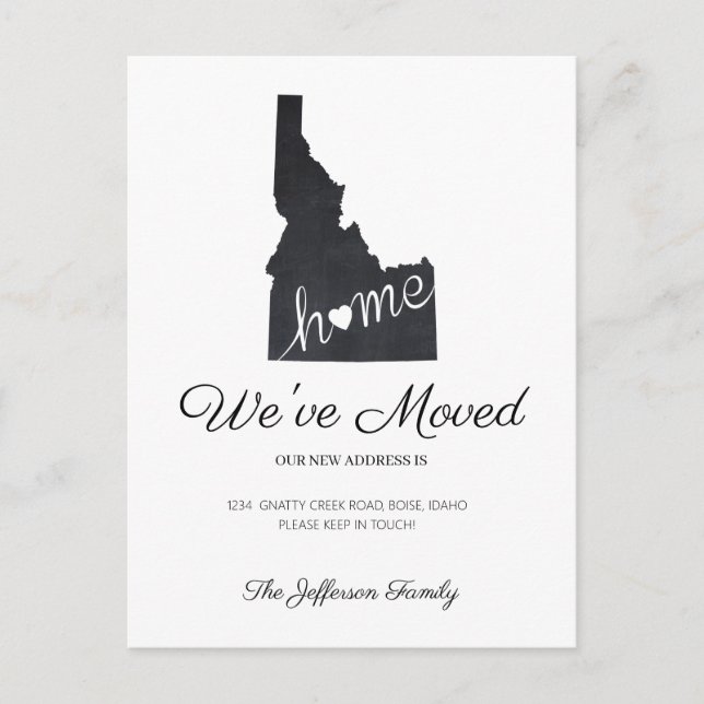 Idaho Chalkboard State Map Moving Postcard (Front)