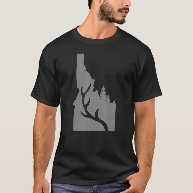 Idaho Deer Elk Hunting State Map Pride Deer Hunter T-Shirt (Front)