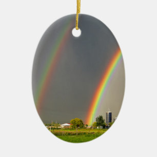 Idaho Double Rainbow Ceramic Ornament