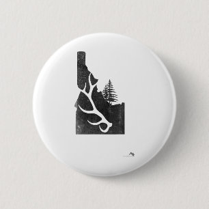 Idaho Elk Hunter With Antler Shed 2 Inch Round Button