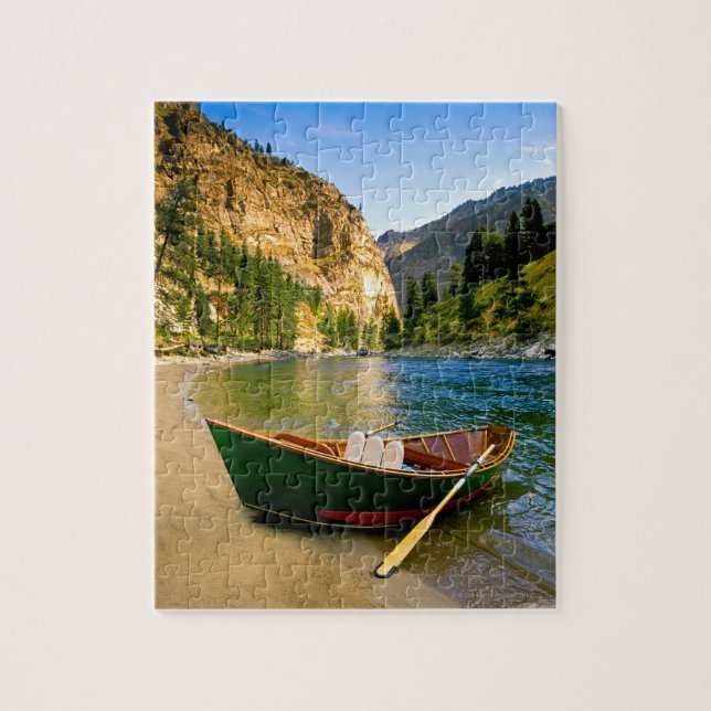 IDAHO, Fishing boat on a sandy beach in the Jigsaw Puzzle (Vertical)