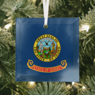 Idaho Flag: the Gem State, America Mountain West Glass Ornament