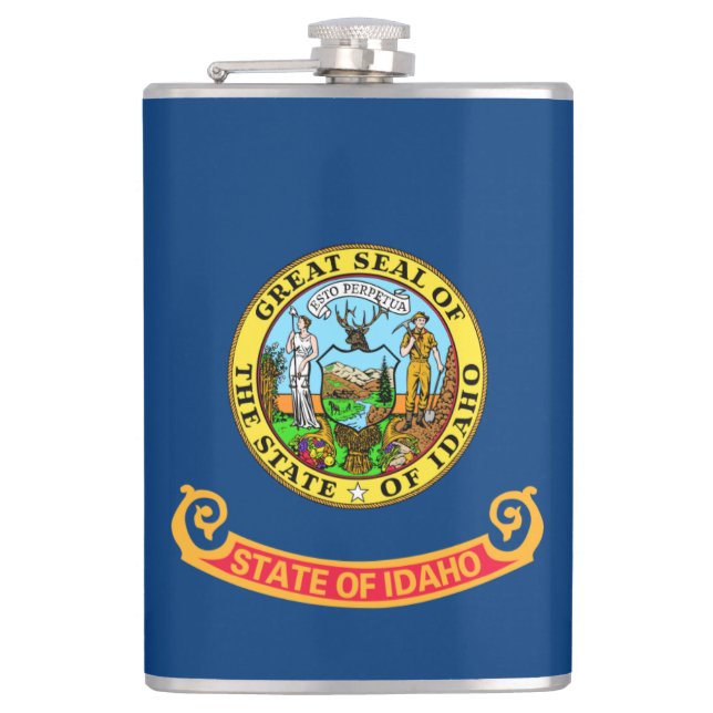 Idaho Flag: the Gem State, America Mountain West Hip Flask (Front)