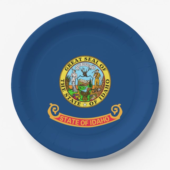 Idaho Flag: the Gem State, America Mountain West Paper Plate (Front)