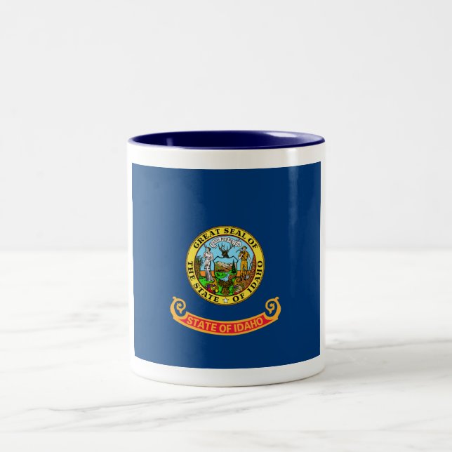 Idaho Flag: the Gem State, America Mountain West Two-Tone Coffee Mug (Center)