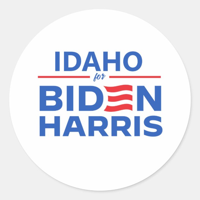 Idaho for Biden Harris Classic Round Sticker (Front)