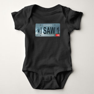 Idaho "I Saw 1" Sasquatch License Plate Baby Bodysuit