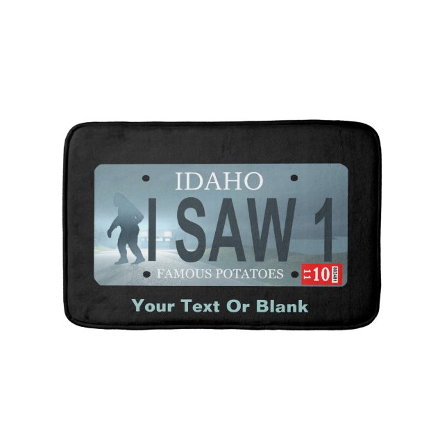 Idaho "I Saw 1" Sasquatch License Plate Bath Mat (Front)