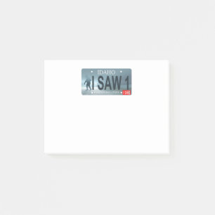 Idaho "I Saw 1" Sasquatch License Plate Post-it Notes