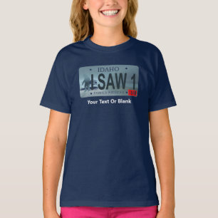 Idaho "I Saw 1" Sasquatch License Plate T-Shirt
