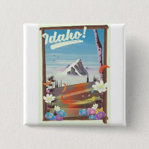 Idaho! landscape travel poster 2 inch square button
