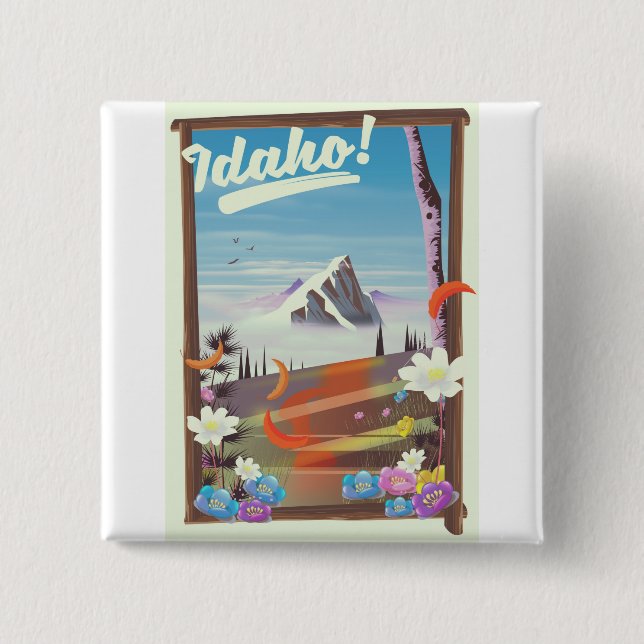 Idaho! landscape travel poster 2 inch square button (Front)