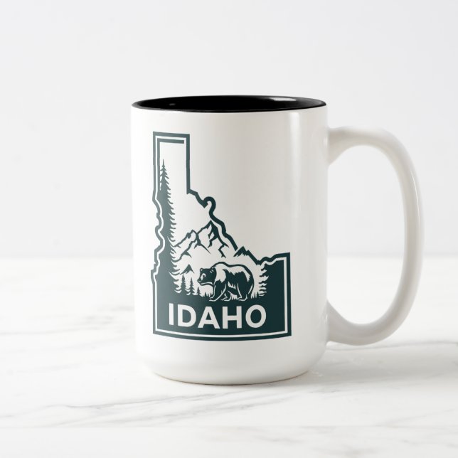 Idaho Map Bear Two-Tone Coffee Mug (Right)