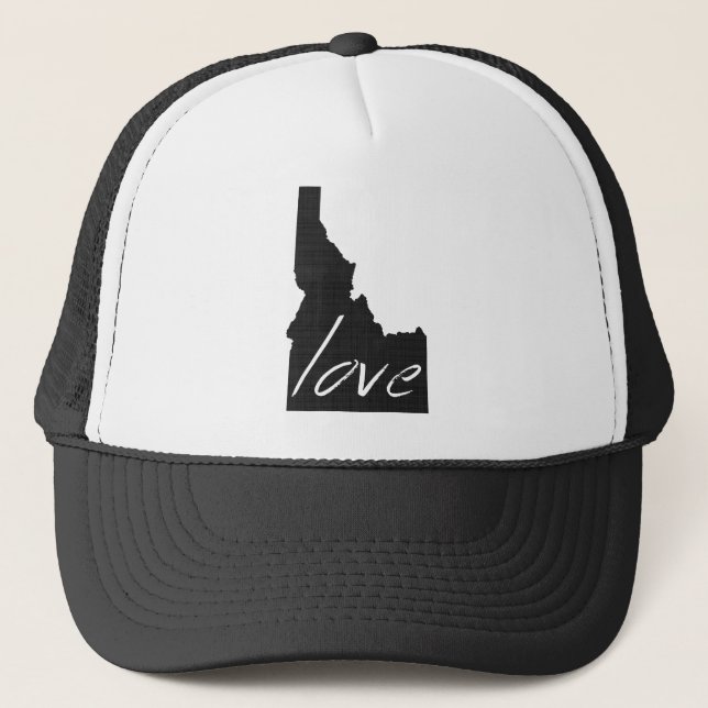 Idaho Map Shaped Chalkboard Love Idahoan Adoring Trucker Hat (Front)