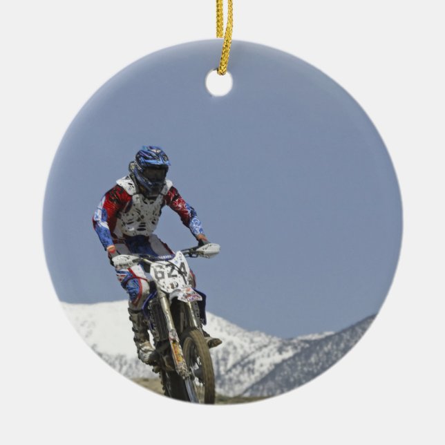 Idaho, Motocross Racing, Motorcycle Racing Ceramic Ornament (Front)
