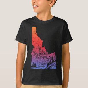 Idaho Mountains Pride State Map Hiking Camping Vin T-Shirt