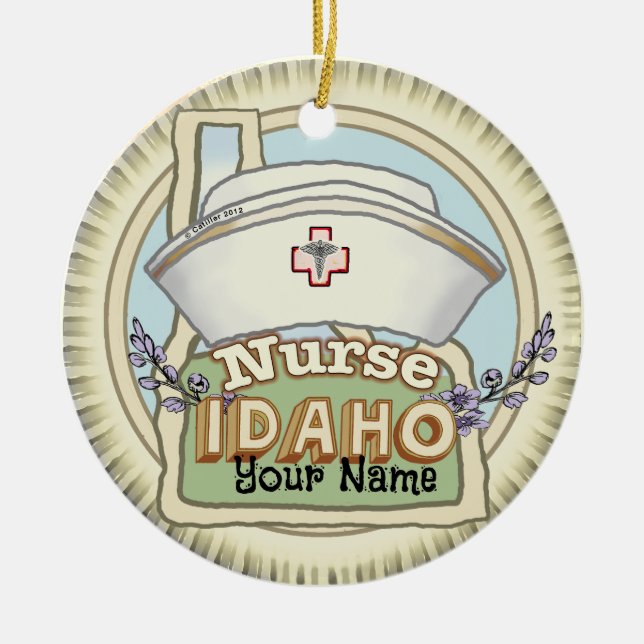 Idaho Nurse Ceramic Ornament (Front)
