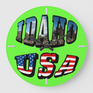 Idaho Picture State and Flag USA Text Large Clock