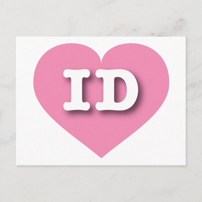 Idaho Pink Heart - I love ID Postcard (Front)