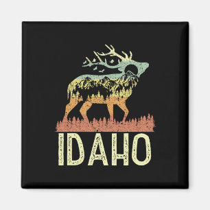 Idaho Retro Mountain Vintage Elk Hiking Men Women Magnet