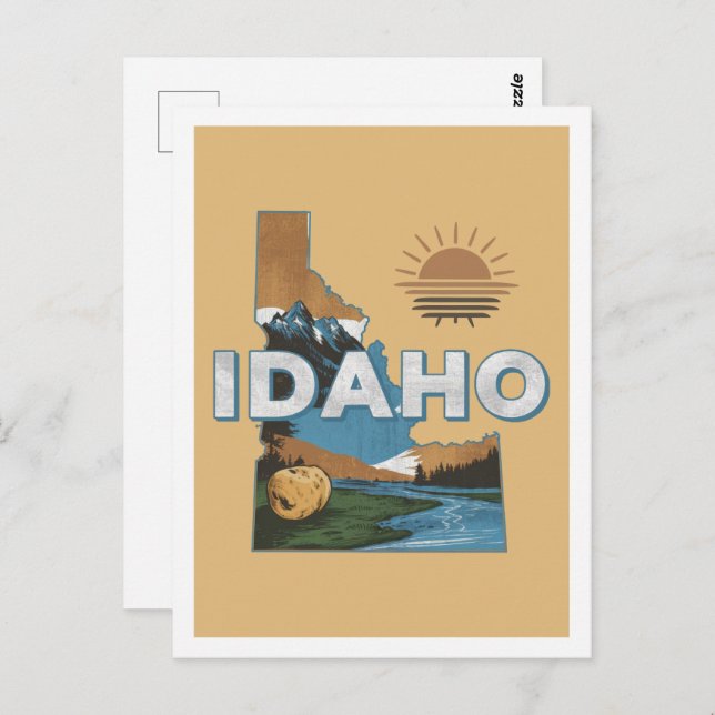 Idaho Retro Travel Design Iconic US States Postcard (Front/Back)