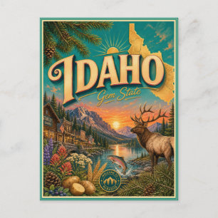 Idaho Retro Travel Souvenir Postcard