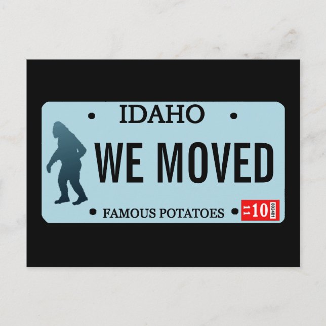 Idaho Sasquatch License Plate Announcement Postcard (Front)