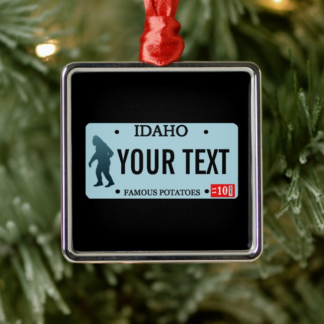 Idaho Sasquatch License Plate Metal Ornament (Tree)