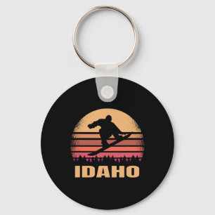 Idaho Snowboarding Vintage Id Snow Boarder Retro 8 Keychain