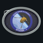 Idaho Spudnik Satellite Mission Patch Oval Belt Buckle<br><div class="desc">A humourous depiction of a potato as a satellite dubbed "Spudnik-1, " with forks serving as antenna, in orbit around the earth. I have met people who do not believe Idaho is a real place. Others know it it is somewhere in flyover territory, but can not place it any better...</div>