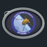 Idaho Spudnik Satellite Mission Patch Oval Belt Buckle<br><div class="desc">A humourous depiction of a potato as a satellite dubbed "Spudnik-1, " with forks serving as antenna, in orbit around the earth. I have met people who do not believe Idaho is a real place. Others know it it is somewhere in flyover territory, but can not place it any better...</div>