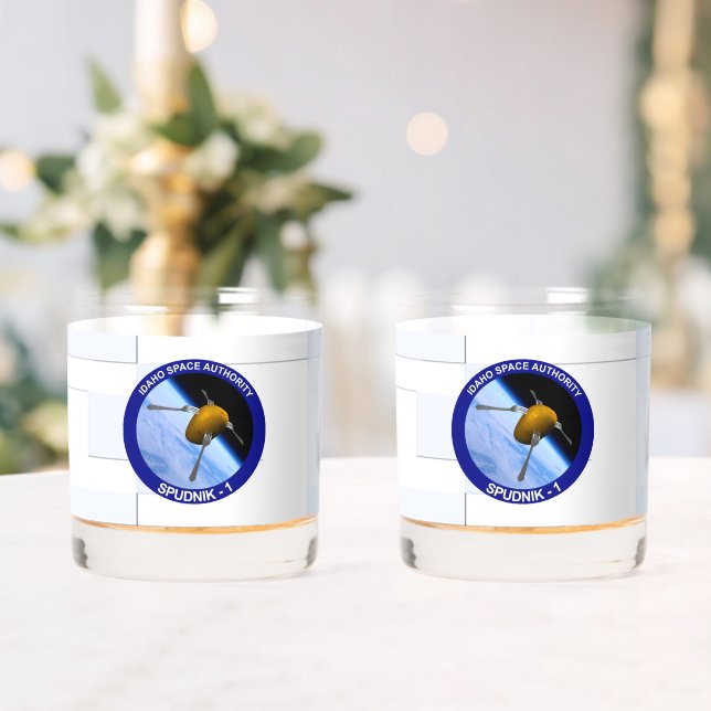 Idaho Spudnik Satellite Mission Patch Whiskey Glass (Insitu (Wedding))