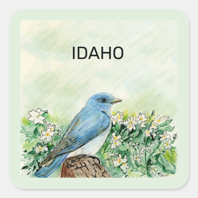 Idaho state bird and flower square sticker (Front)