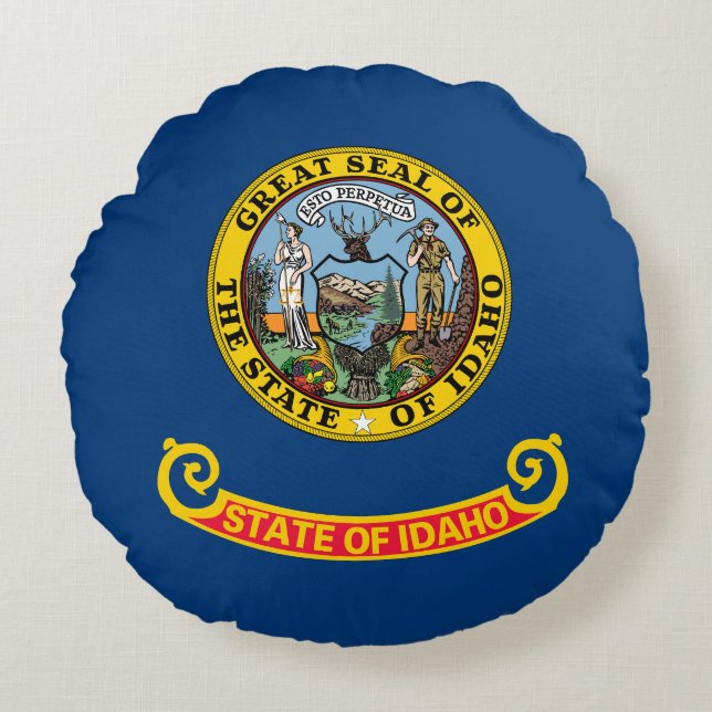 Idaho State Flag Round Pillow (Front)