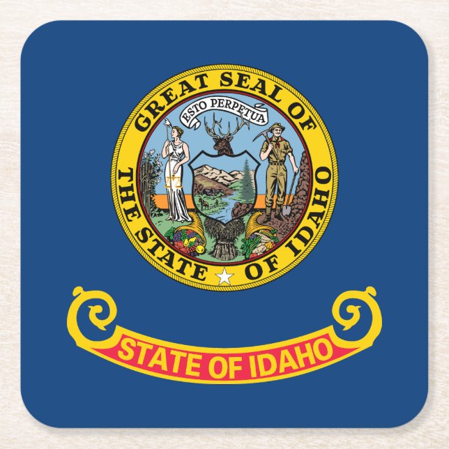 Idaho State Flag Square Paper Coaster (Front)