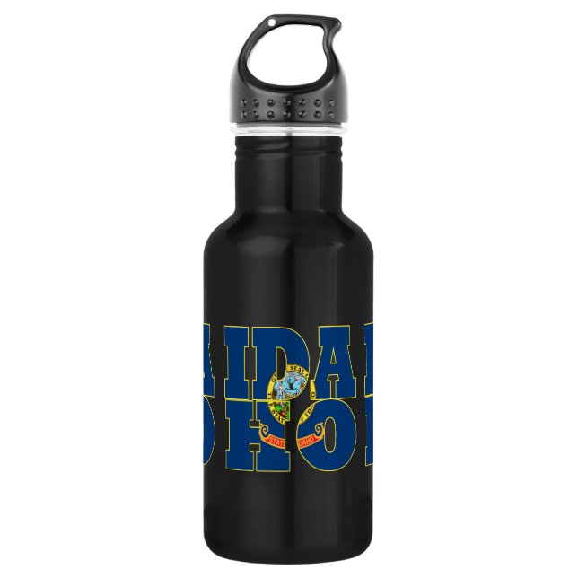 Idaho state flag text 532 ml water bottle (Front)
