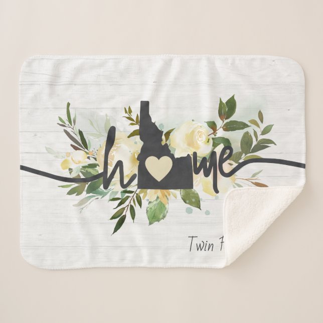 Idaho State Personalized Your Home City Rustic Sherpa Blanket (Front (Horizontal))